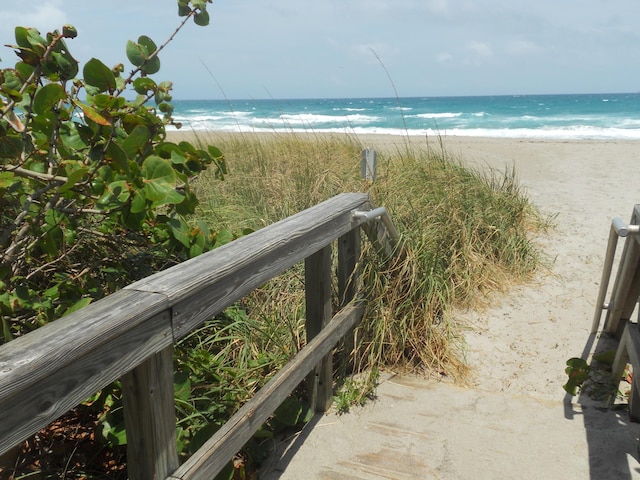 view of water feature featuring a beach view