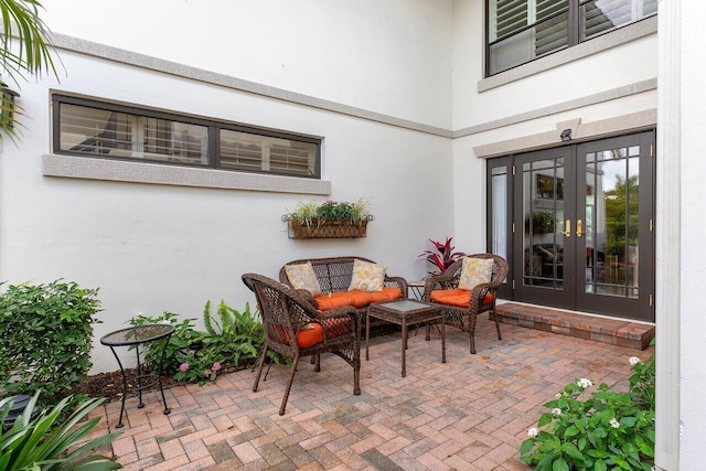 view of patio / terrace featuring french doors