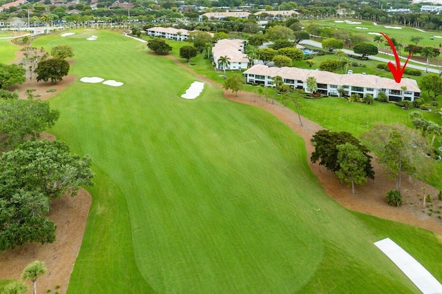 drone / aerial view with golf course view