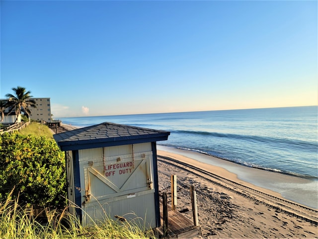 exterior space with a view of the beach