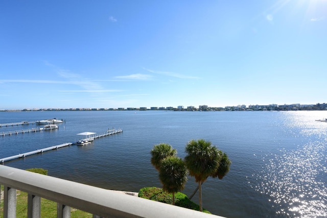 view of water feature featuring a boat dock