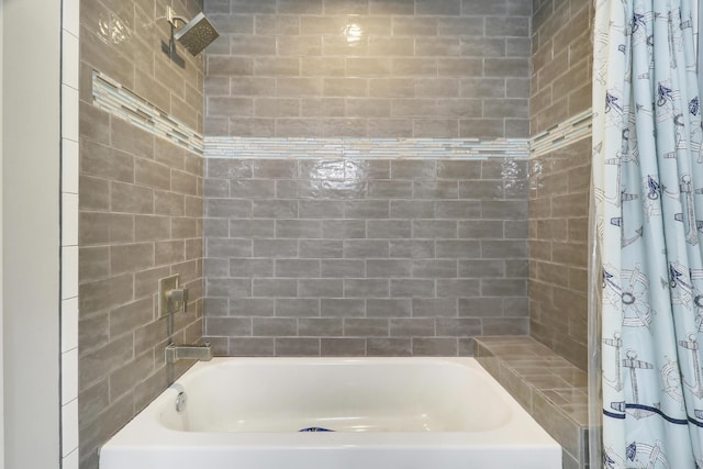 bathroom featuring shower / bathtub combination with curtain