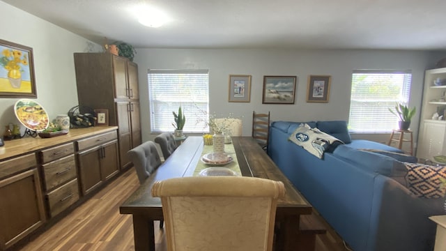 living area with wood finished floors