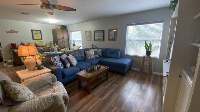 7 Los Lagos Ln, Port Saint Lucie, FL 34952 - living area with ceiling fan and wood finished floors