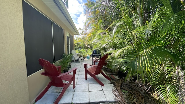 balcony with a patio area