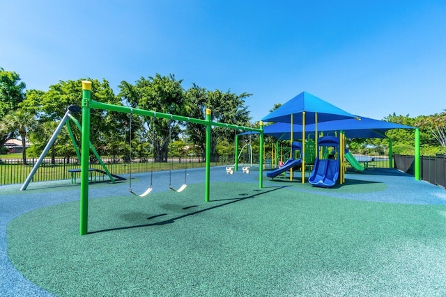 community play area featuring fence