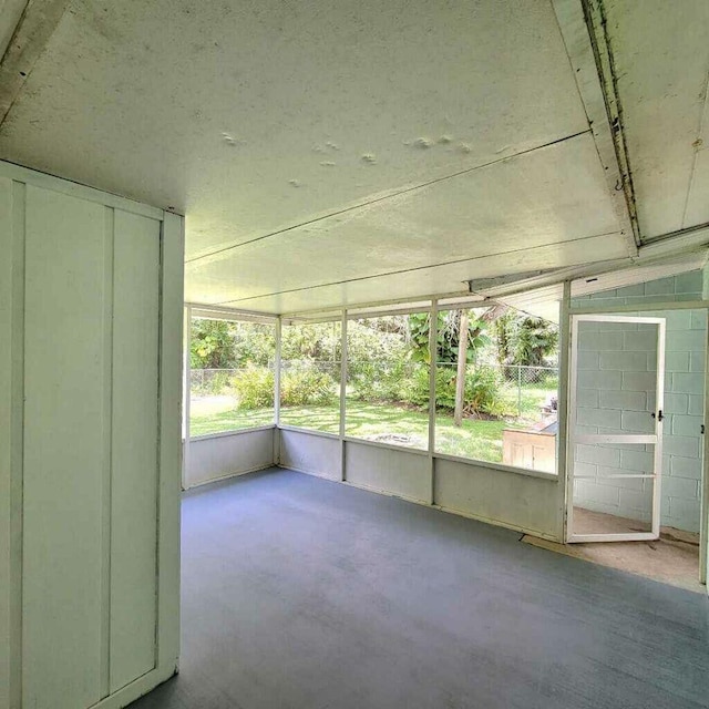 view of unfurnished sunroom