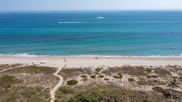 property view of water featuring a view of the beach