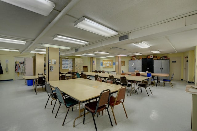 dining room with visible vents and concrete floors