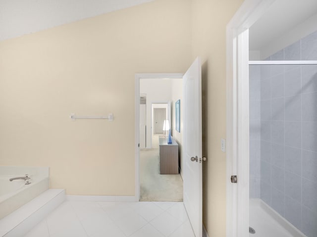 10282 Hunt Club Ln, Palm Beach Gardens, FL 33418 - full bath with a shower stall, tile patterned flooring, and a garden tub