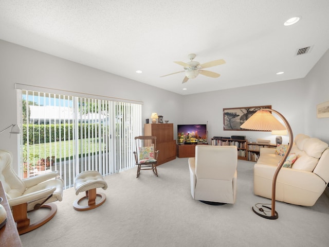 10282 Hunt Club Ln, Palm Beach Gardens, FL 33418 - living room featuring carpet, plenty of natural light, ceiling fan, and recessed lighting