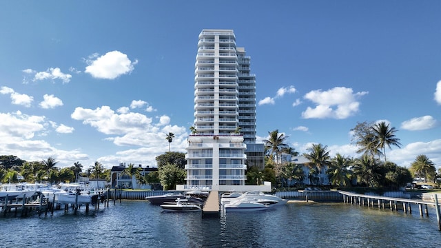 water view with a dock