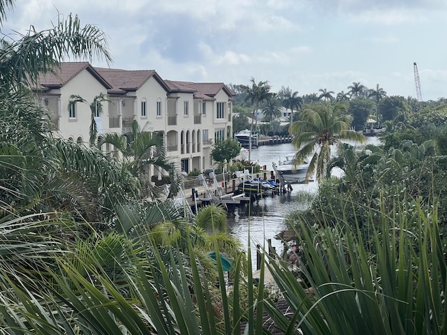 exterior space with a boat dock