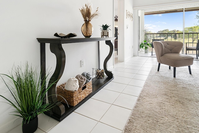 interior space with light tile patterned flooring