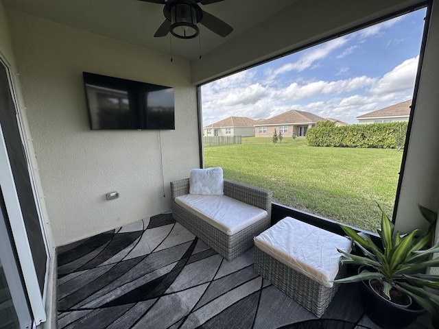 view of patio / terrace featuring a ceiling fan