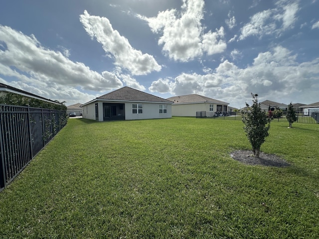 view of yard with a fenced backyard