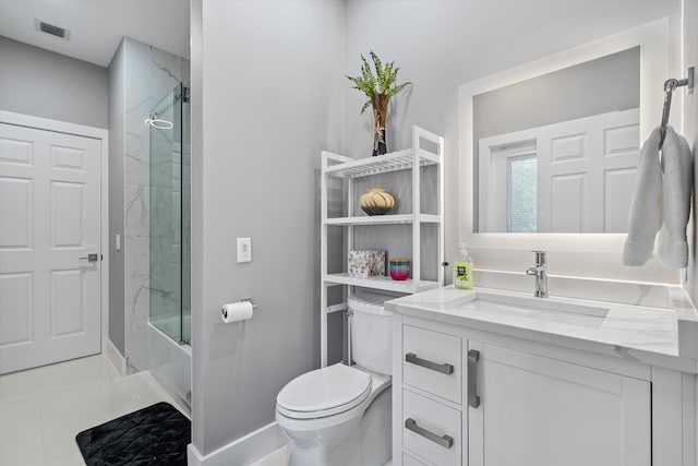 10786 Greenbriar Villa Dr, Lake Worth, FL 33449 - bathroom featuring visible vents, shower / bath combination with glass door, vanity, and toilet