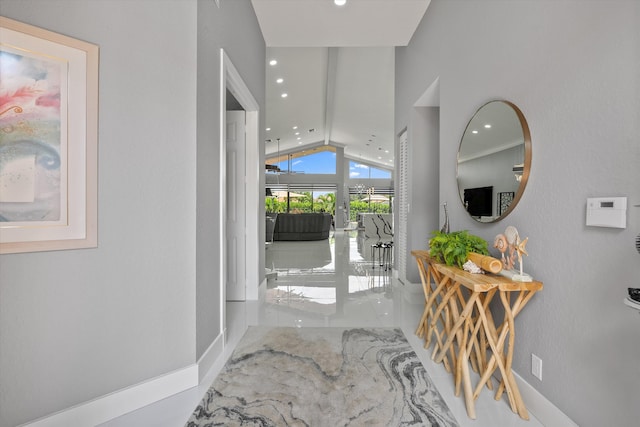 10786 Greenbriar Villa Dr, Lake Worth, FL 33449 - foyer featuring lofted ceiling, baseboards, and recessed lighting