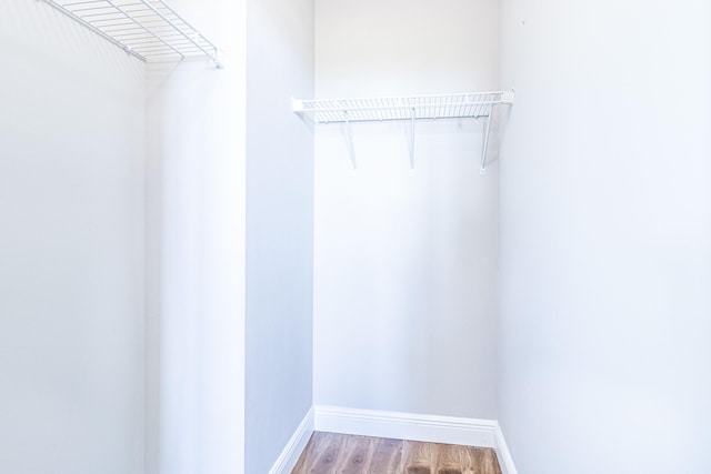 walk in closet featuring wood finished floors