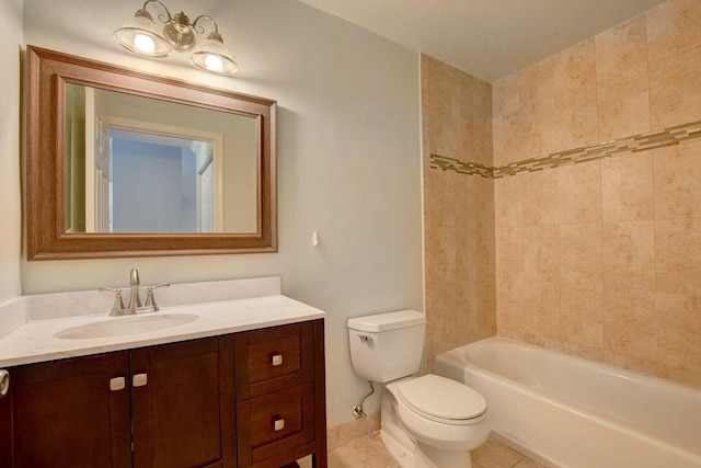 full bath with vanity, toilet, and tile patterned floors