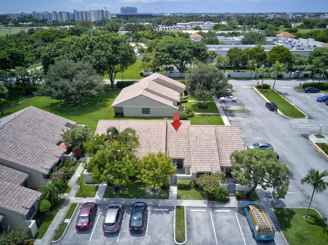 bird's eye view with a view of city