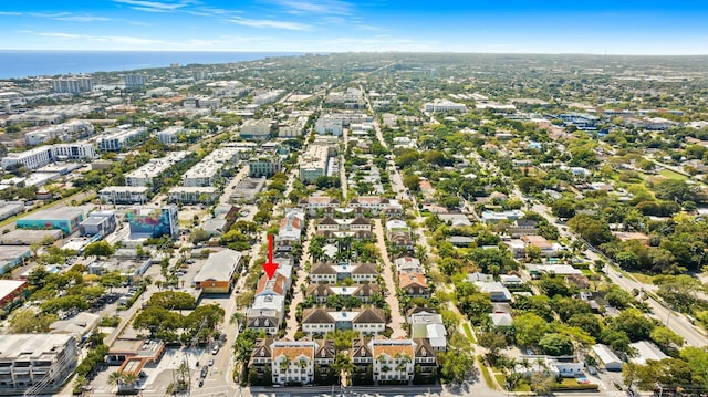 bird's eye view featuring a water view