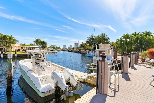 view of dock featuring a water view