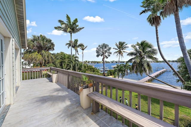 exterior space featuring a water view