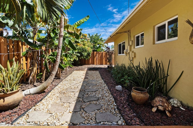 view of yard featuring a fenced backyard