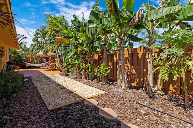 view of yard featuring a fenced backyard