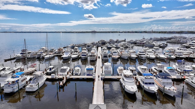 dock area featuring a water view