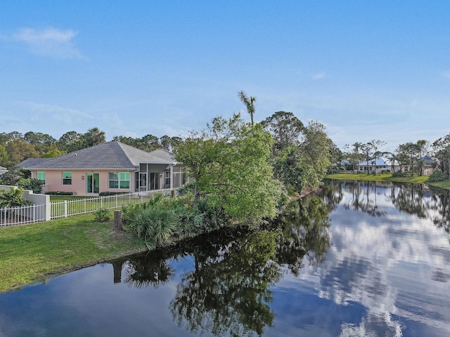 property view of water with fence