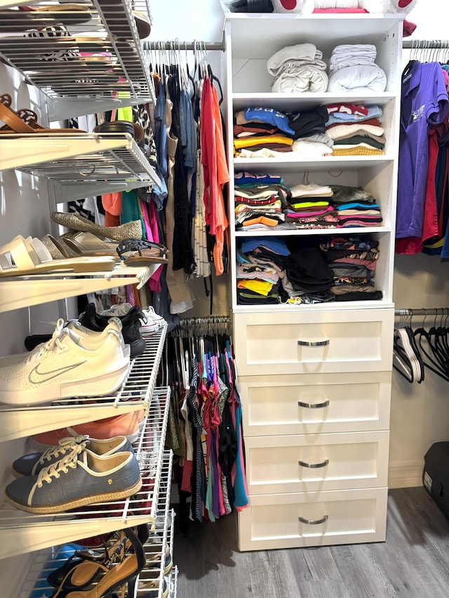 spacious closet featuring wood finished floors