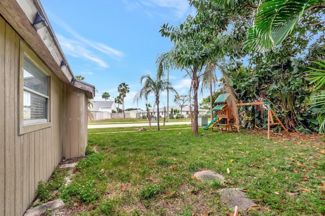 view of yard with a playground