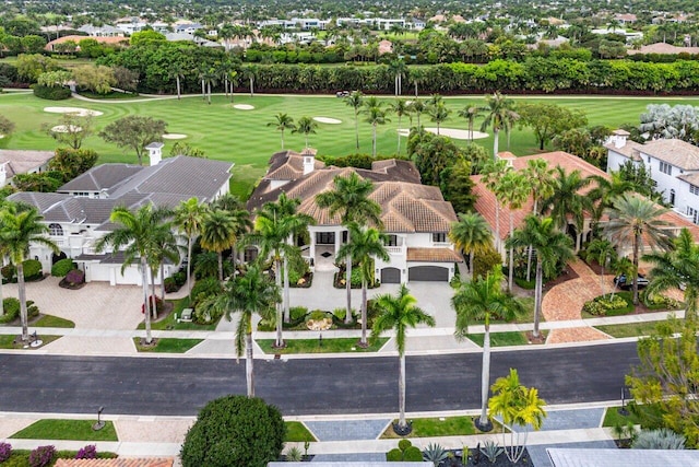 birds eye view of property featuring golf course view