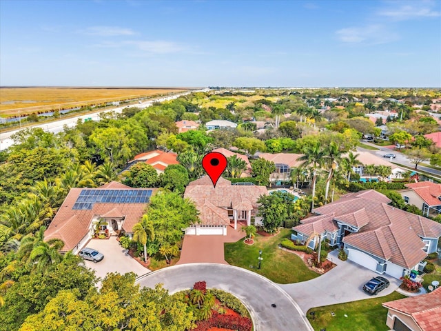 aerial view featuring a residential view