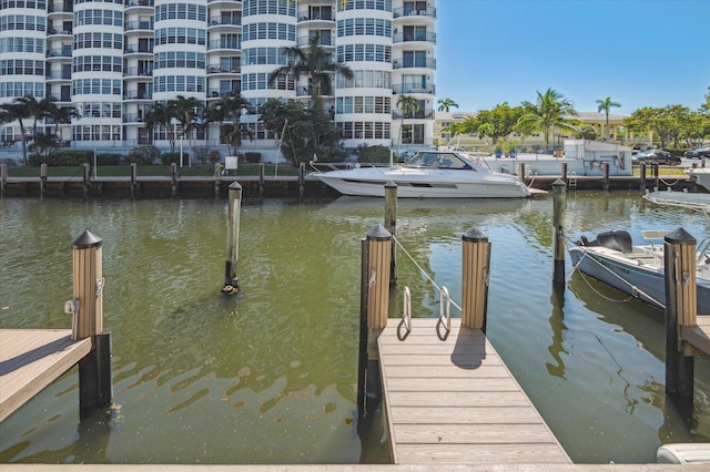 view of dock featuring a water view