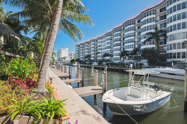 view of dock featuring a water view