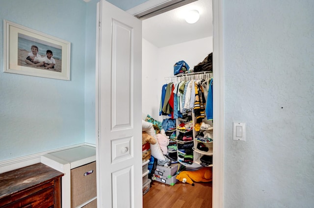 spacious closet with wood finished floors