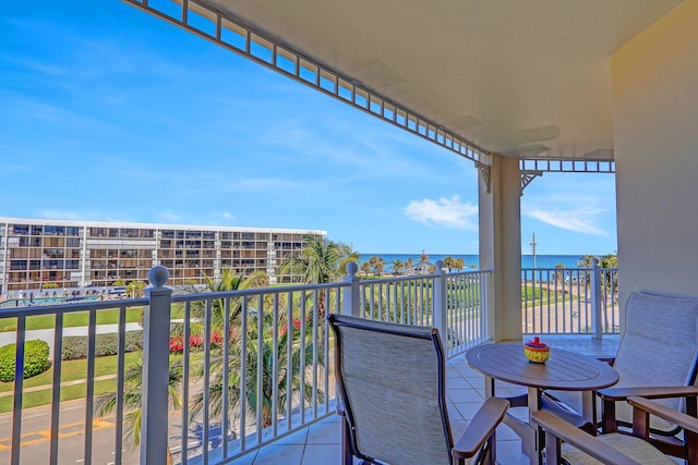 balcony with a water view