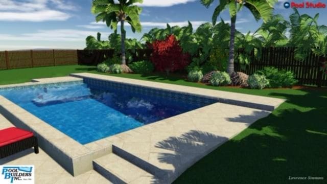 view of pool featuring a patio area and a fenced backyard