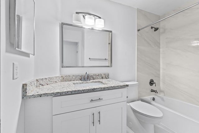 full bathroom with toilet, shower / bathtub combination, and vanity