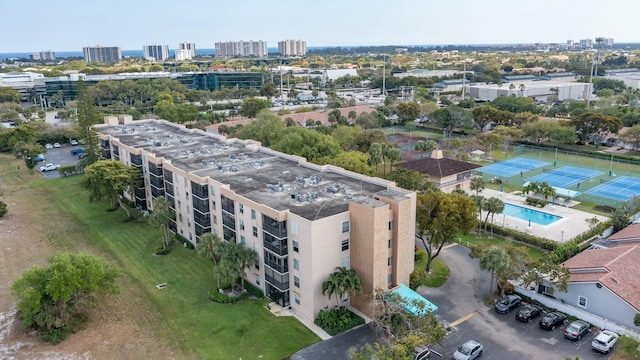 drone / aerial view featuring a view of city