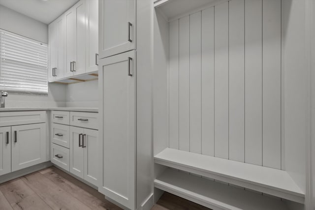 mudroom with light wood-type flooring