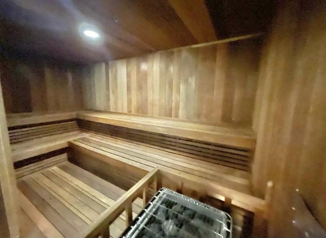 view of sauna with recessed lighting