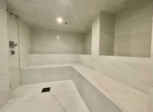 view of sauna with tile patterned flooring