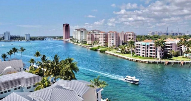 property view of water featuring a view of city