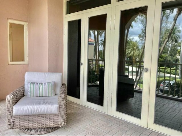 doorway with brick floor