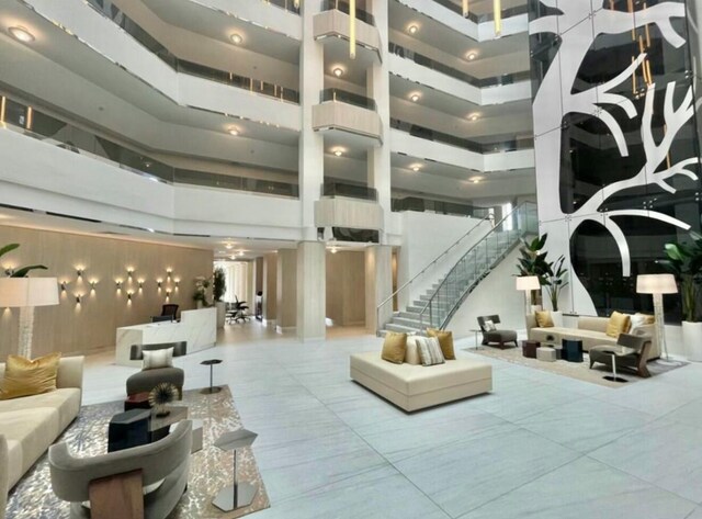 building lobby with stairway