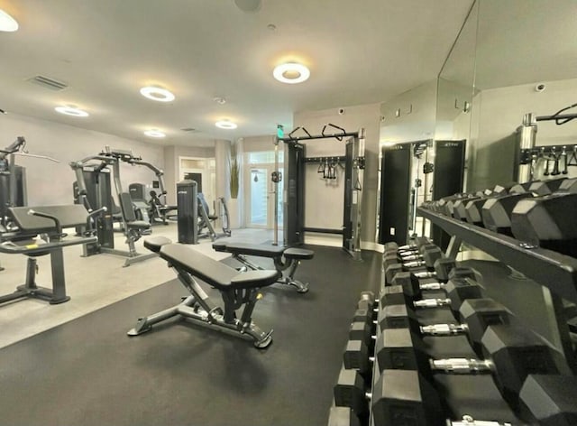 exercise room with visible vents